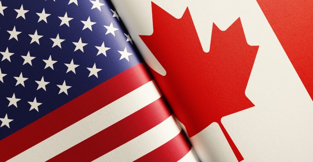 Canada and Amercan flag